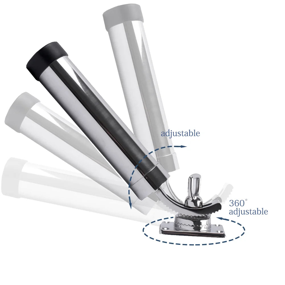 316 Stainless Steel Fishing Rod Holder, Deck Mount, Adjustable Yacht Rod Pod, Boat Accessories