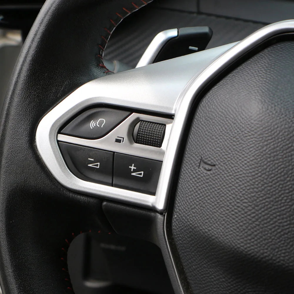 For Peugeot 208 E208 2020-2024 ABS Carbon Fiber Steering Wheel Cover Trim Sticker Decoration Auto Interior Accessory