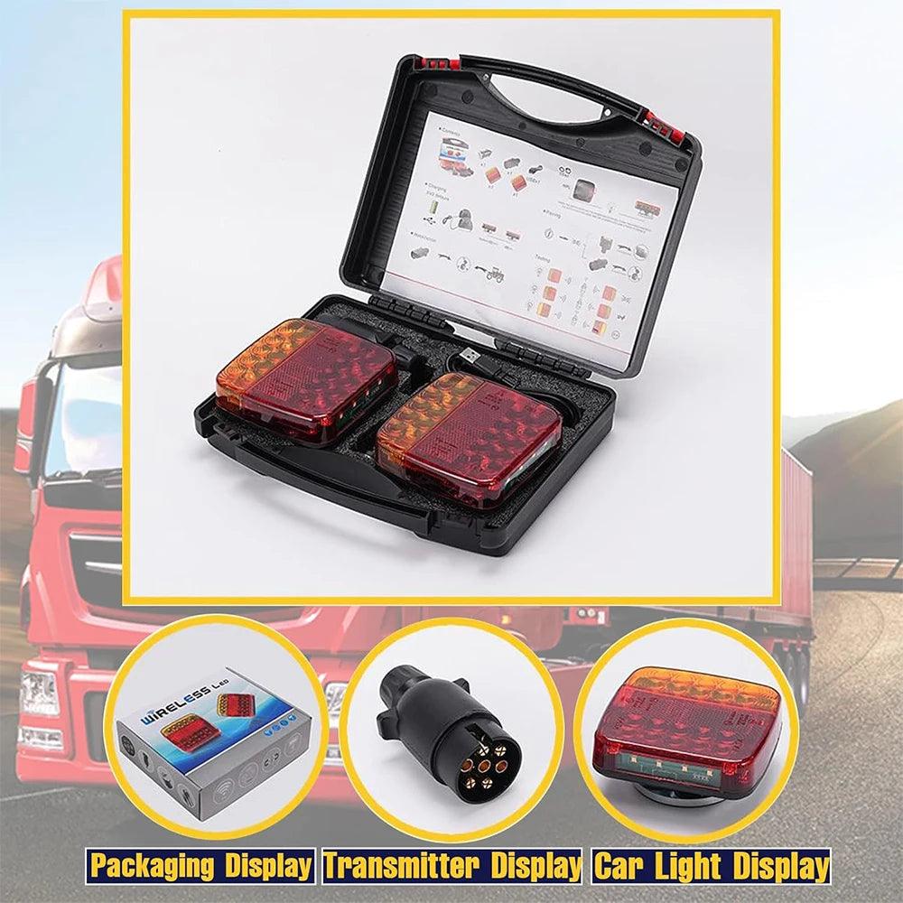 Magnetic Wireless LED Trailer Rear Taillight Signal Warning Brake Lamp Truck Tail Light For Caravan RV Camper Lorry Truck