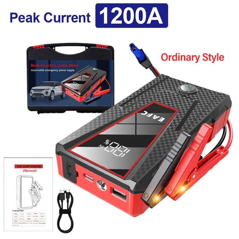 Power Bank 2000A/1200A Jump Starter Portable Battery Charger Car Booster 12V Auto Starting Device Emergency Car Battery Starter