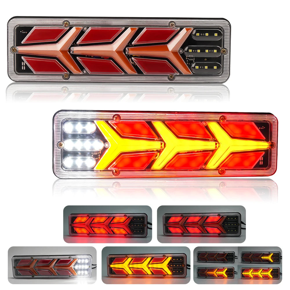 12/24V Universal Signal light LED running water turn Tail Light  Brake Reverse Lights Lorry Bus Trailer TruckTurn signal