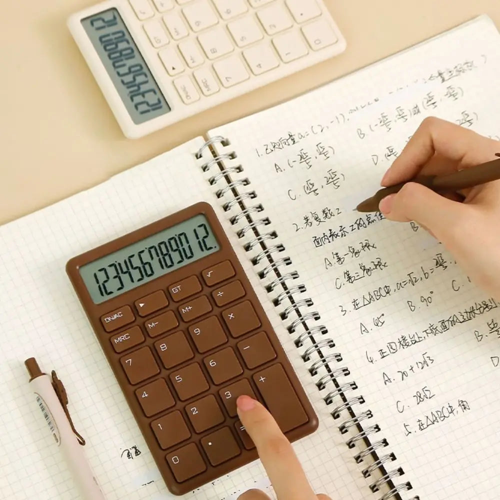 Student Calculator Simple Design 12 Digits Basic Calculator High Sensitivity Button Portable Calculator Student Stationery
