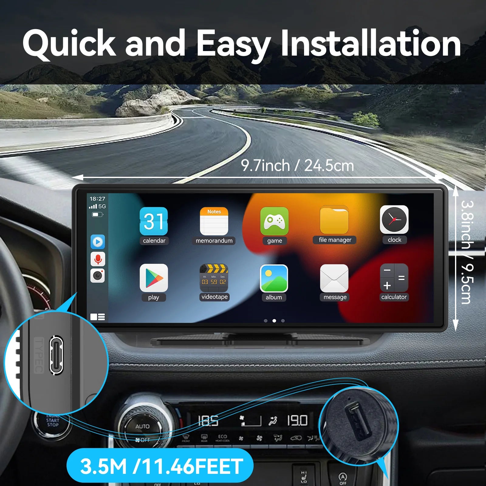Carplay skjerm stor