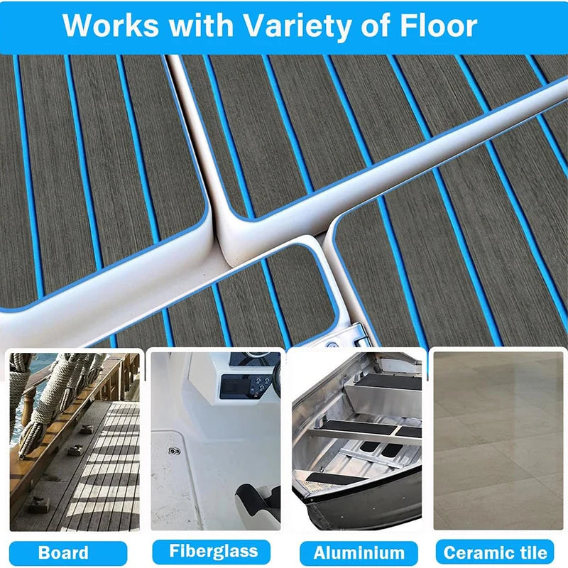 2400*450mm Eva Foam Faux Teak Boat Deck Mat Sheet Teak Yacht Marine Floor Waterproof Pontoon Brown Black Flooring MotorBoats