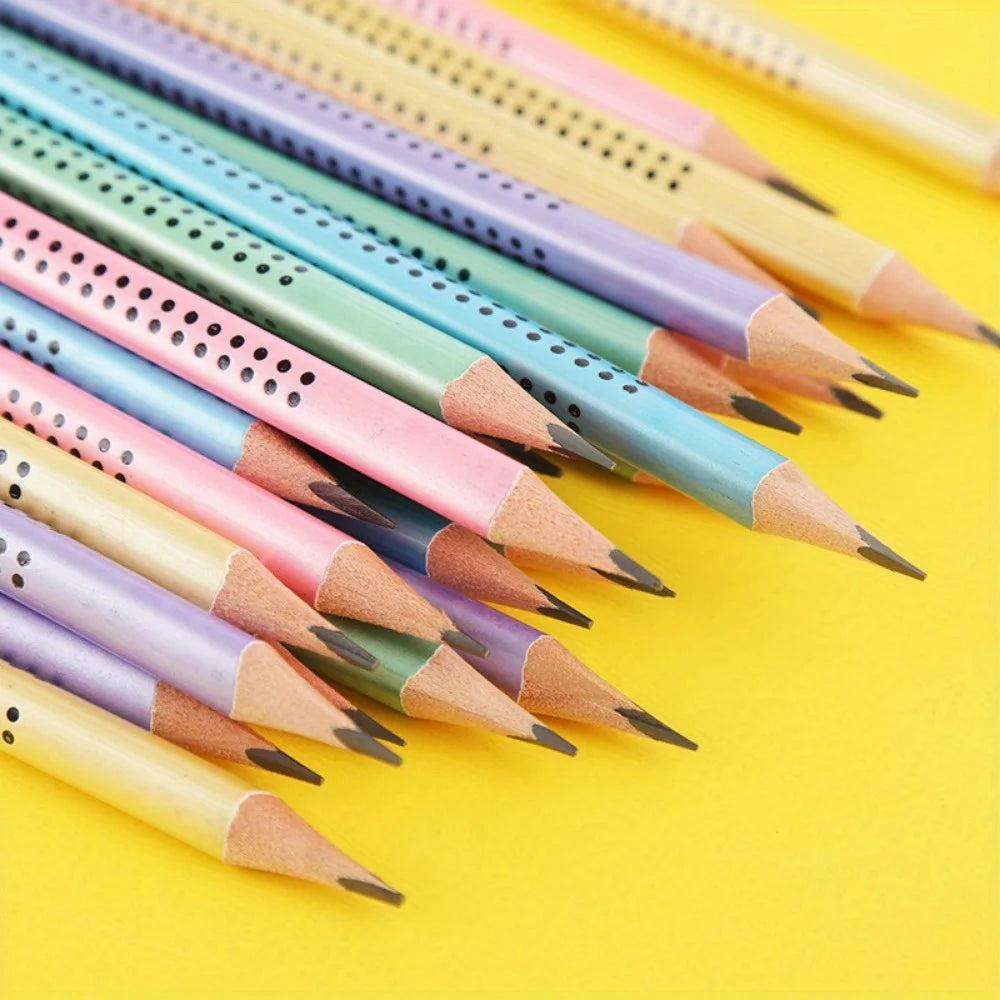 1 Barrel of 30 Hb Pencils in Random Colors, Triangular Barrel for Elementary School Students, Posture-Correcting Pencils, Creative Cartoon Writing Pens, 30-Piece Barrel of Pencils, Office Pencils