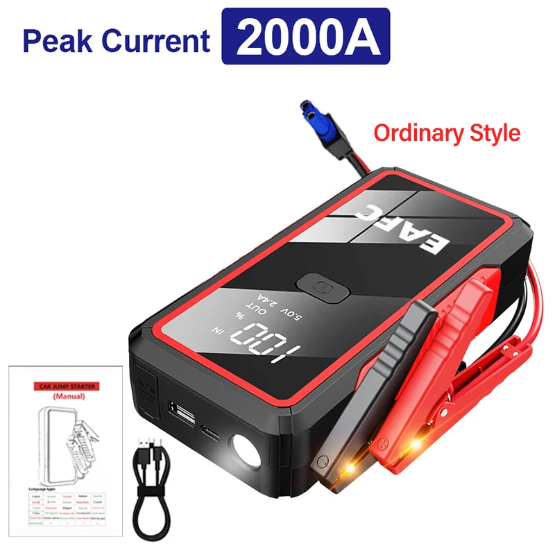 Power Bank 2000A/1200A Jump Starter Portable Battery Charger Car Booster 12V Auto Starting Device Emergency Car Battery Starter