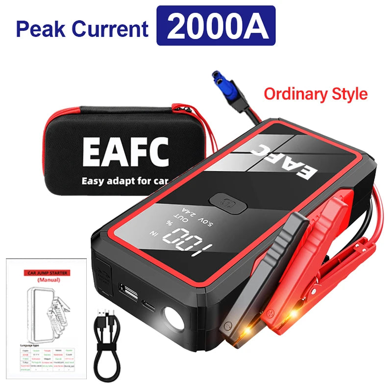 Power Bank 2000A/1200A Jump Starter Portable Battery Charger Car Booster 12V Auto Starting Device Emergency Car Battery Starter