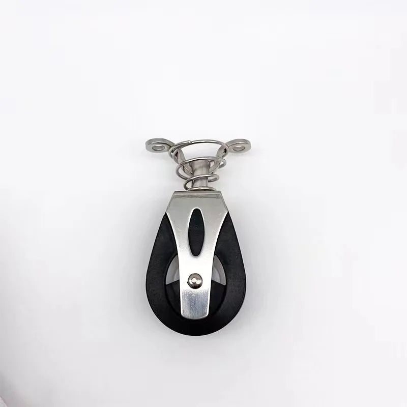 Universal 316 Steel 1500Lbs Load Head Single Pulley Nylon Sailboat Plain Bearing Sheave Block Marine Rope Runner Boat Accessory