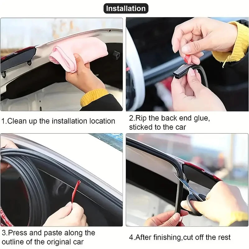 Car Door Seal Strip Rubber Double Layer Sealing Protector Soundproof Waterproof Weather Strips for Car Door Hood Trunk