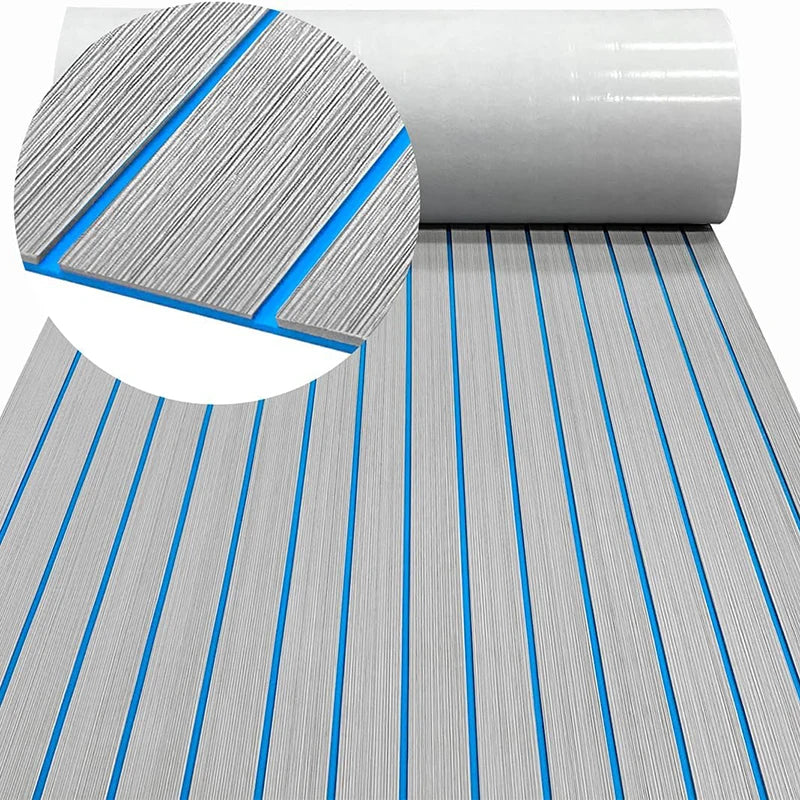 2400*450mm Eva Foam Faux Teak Boat Deck Mat Sheet Teak Yacht Marine Floor Waterproof Pontoon Brown Black Flooring MotorBoats
