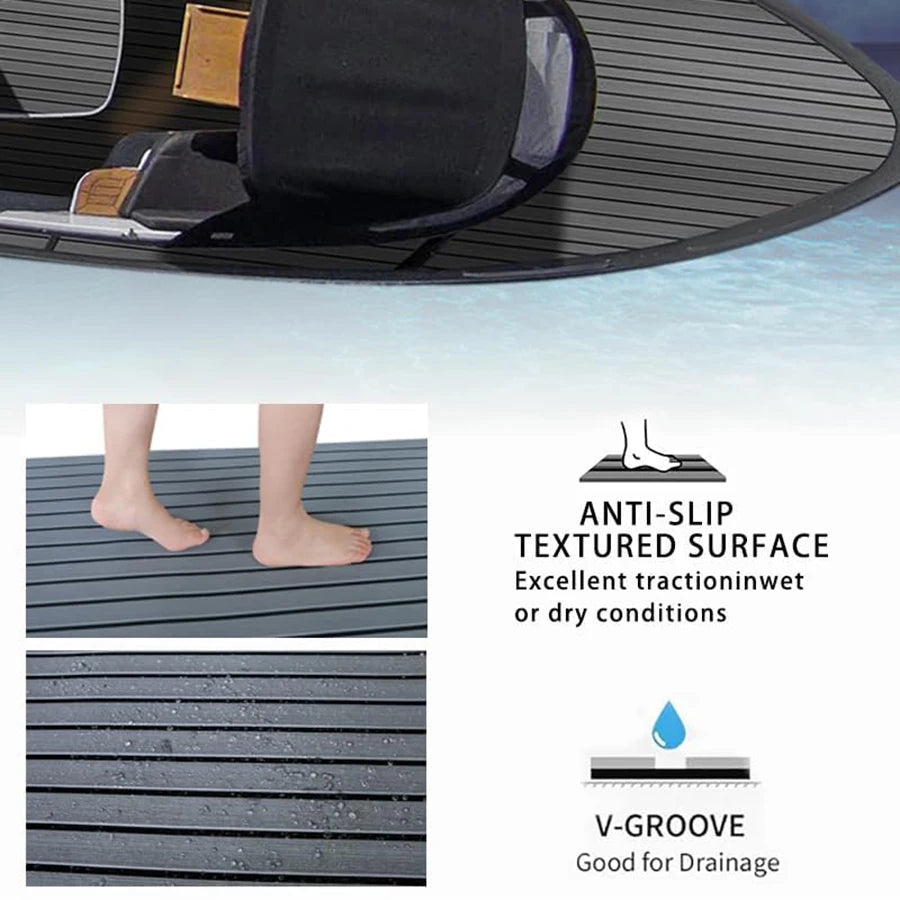 2400*450mm EVA Foam Boat Flooring Adhesive Backing Marine Self-Adhesive Decking Faux Teak Sheet Jon Swim Platform Helm Pad RV