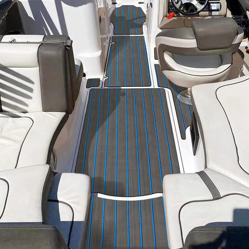 2400*450mm Eva Foam Faux Teak Boat Deck Mat Sheet Teak Yacht Marine Floor Waterproof Pontoon Brown Black Flooring MotorBoats