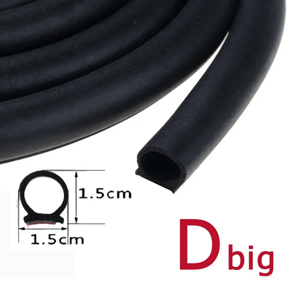 P Z D Shape Type 1/5 Meters Car Door Seal Strip EPDM Rubber Noise Insulation Anti-Dust Soundproof Car Seal Strong Adhensive