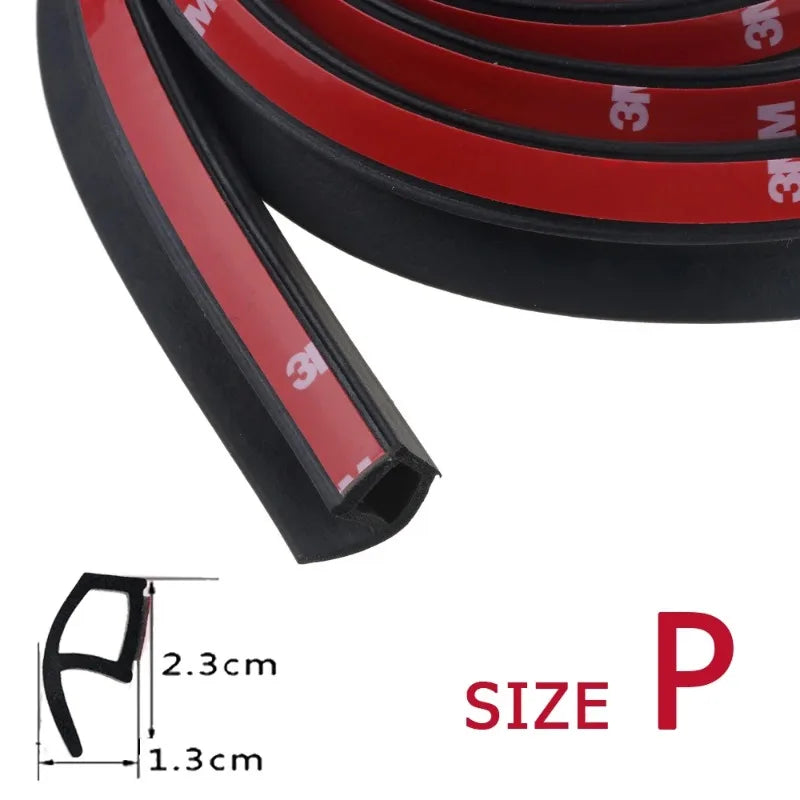 P Z D Shape Type 1/5 Meters Car Door Seal Strip EPDM Rubber Noise Insulation Anti-Dust Soundproof Car Seal Strong Adhensive