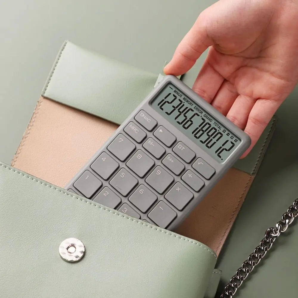 Student Calculator Simple Design 12 Digits Basic Calculator High Sensitivity Button Portable Calculator Student Stationery