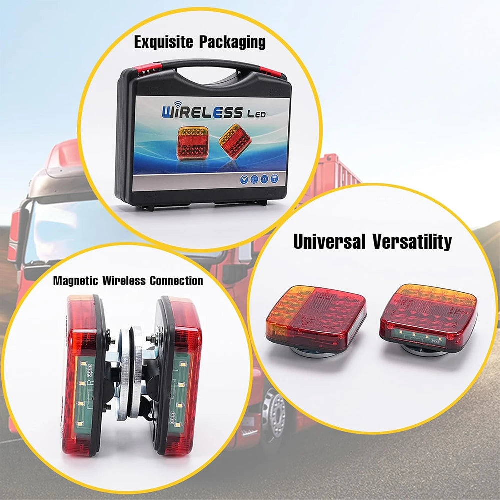 Magnetic Wireless LED Trailer Rear Taillight Signal Warning Brake Lamp Truck Tail Light For Caravan RV Camper Lorry Truck