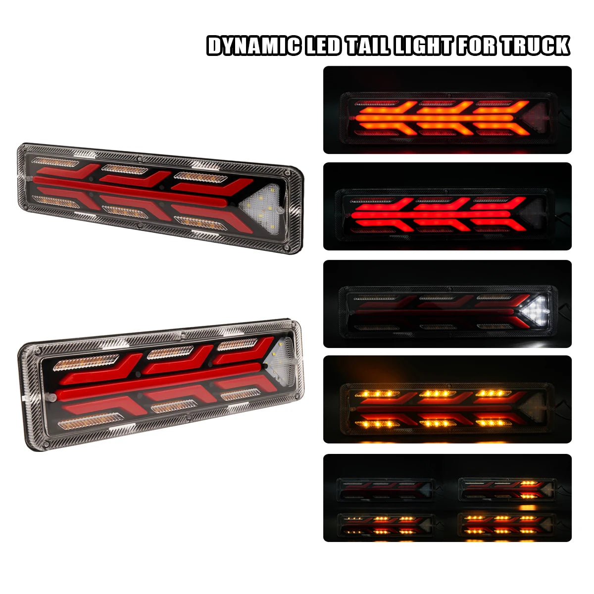 12/24V Universal Signal light LED running water turn Tail Light  Brake Reverse Lights Lorry Bus Trailer TruckTurn signal