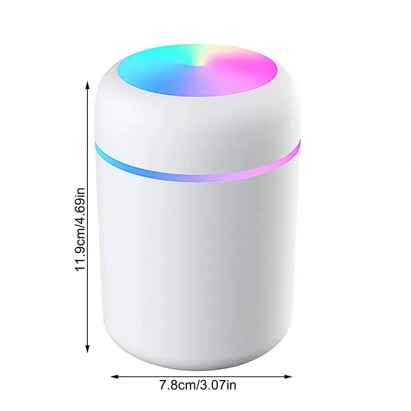 Multi-Function Car-Mounted Ultrasonic Humidifier with RGB Ambient Lighting and 300ml Aromatherapy Diffuser for Compact Spaces