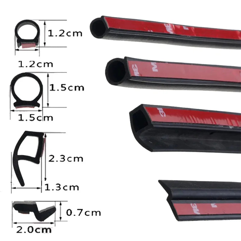 P Z D Shape Type 1/5 Meters Car Door Seal Strip EPDM Rubber Noise Insulation Anti-Dust Soundproof Car Seal Strong Adhensive