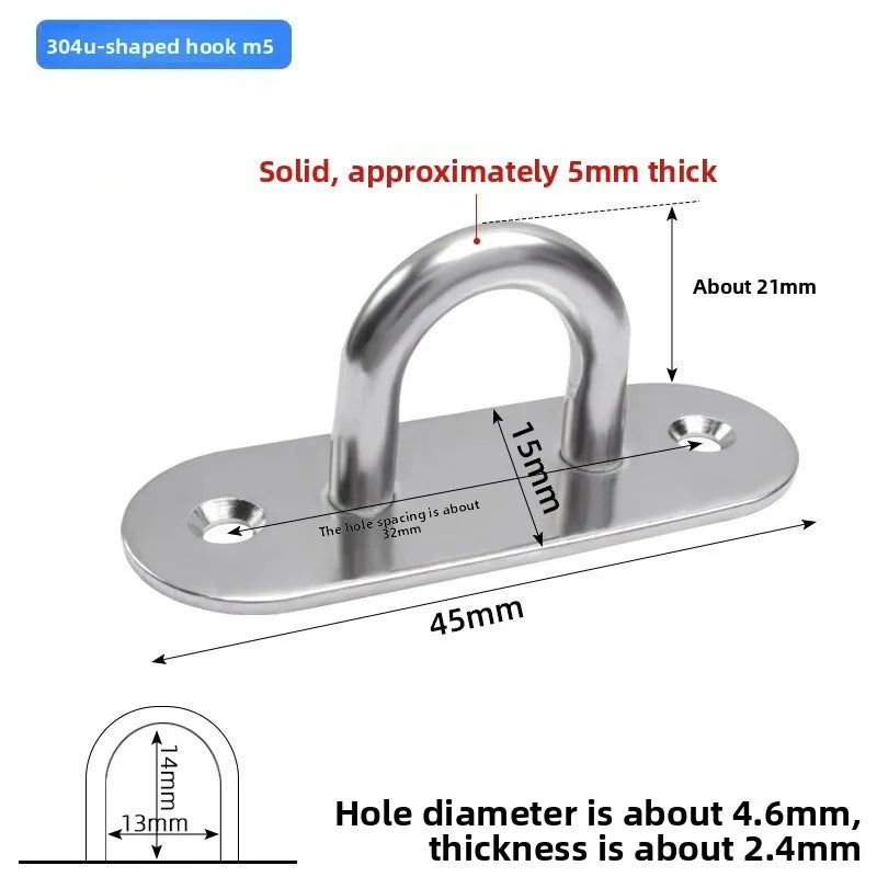 10pcs M6 M5 M8 Oval Eye Board Marine Deck Buckle Staple Boat Shade Sail Mounting Fastening Set-304 Marine Grade Stainless Steel