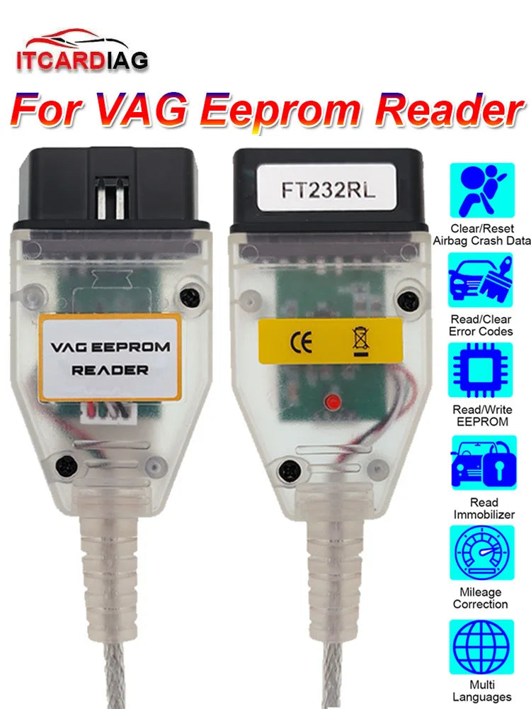 For VAG Eeprom Programmer Reader 1.20 Supports Clear Reset Airbag Crash Data Read Write Eeprom Immobilizer Mileage Correction