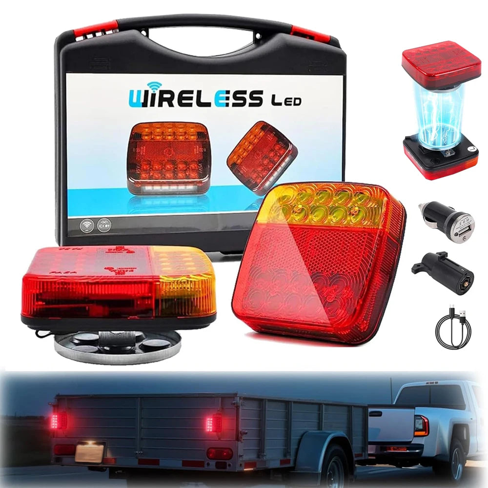 Magnetic Wireless LED Trailer Rear Taillight Signal Warning Brake Lamp Truck Tail Light For Caravan RV Camper Lorry Truck