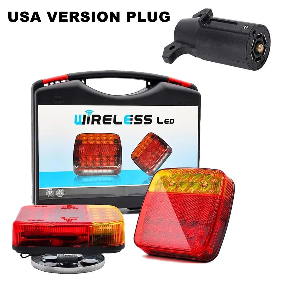 Magnetic Wireless LED Trailer Rear Taillight Signal Warning Brake Lamp Truck Tail Light For Caravan RV Camper Lorry Truck