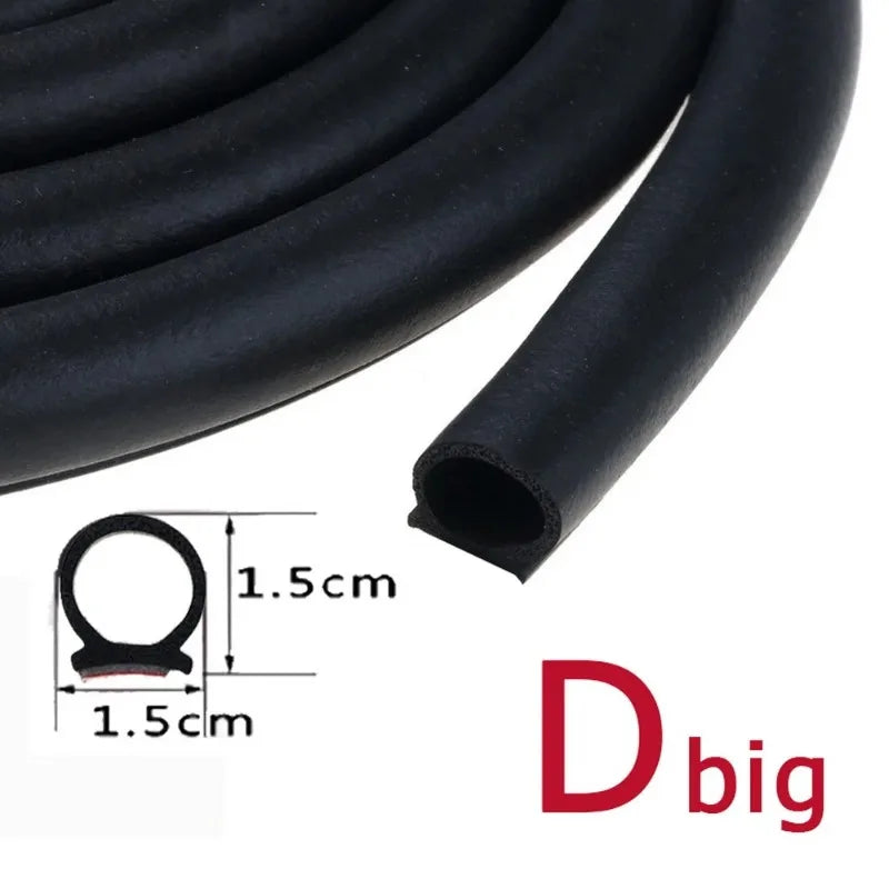 P Z D Shape Type 1/5 Meters Car Door Seal Strip EPDM Rubber Noise Insulation Anti-Dust Soundproof Car Seal Strong Adhensive