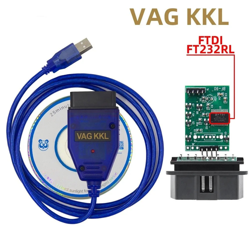 FT232RL VAG409.1 OBD2 Diagnostic Cable – VAG KKL 409.1 for VW Audi Seat Skoda (USB Chip Tuning & ECU Programming)