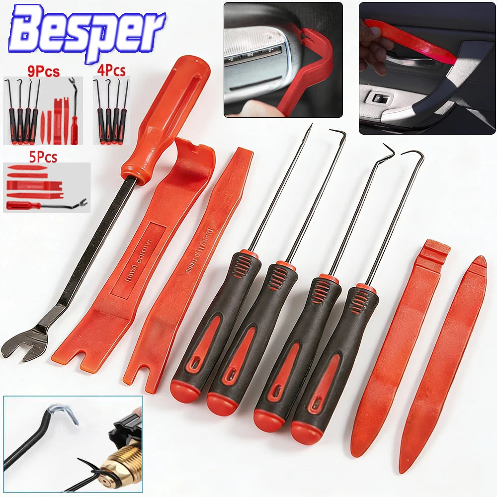 9/5/4Pcs Car Trim Removal Tools and Multifunctional Seal Removal Set for Auto Door Panel Clip Remover Pry Bar Set