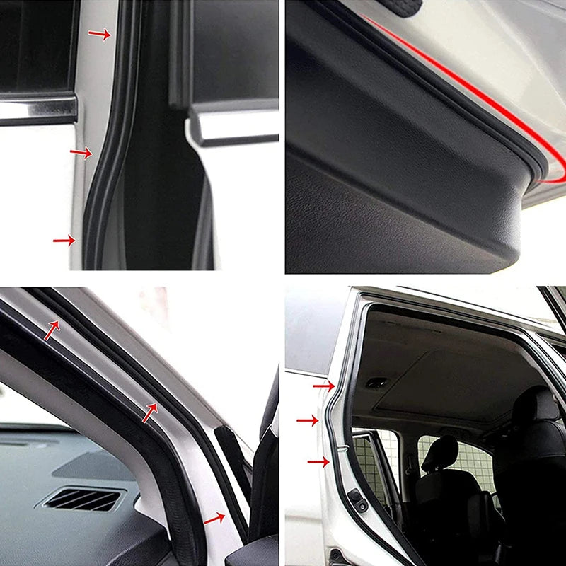 Car Edge Rubber Waterproof Seal Double-Layer 5-Hole Universal Self-Adhesive Auto Door Sound Insulation Noise Reduction Strip