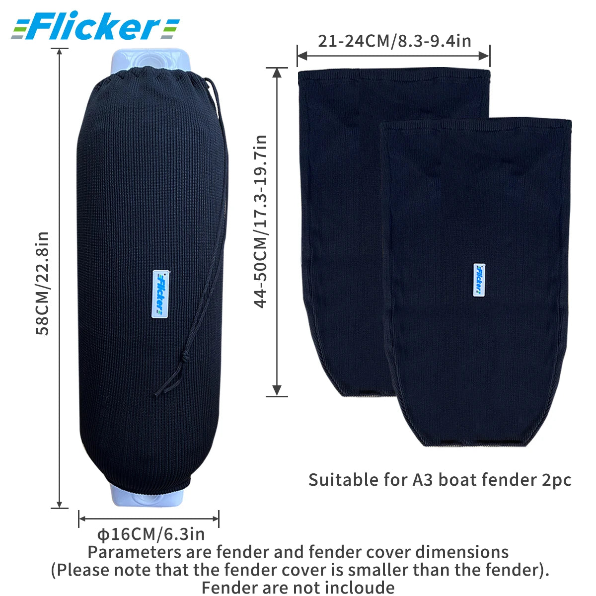 Boat Fender Covers Set (2/4 Pack), Marine Fender Socks, Heavy-Duty Polyester Knit, Tightenable Drawstring, Protect Hull from Scr