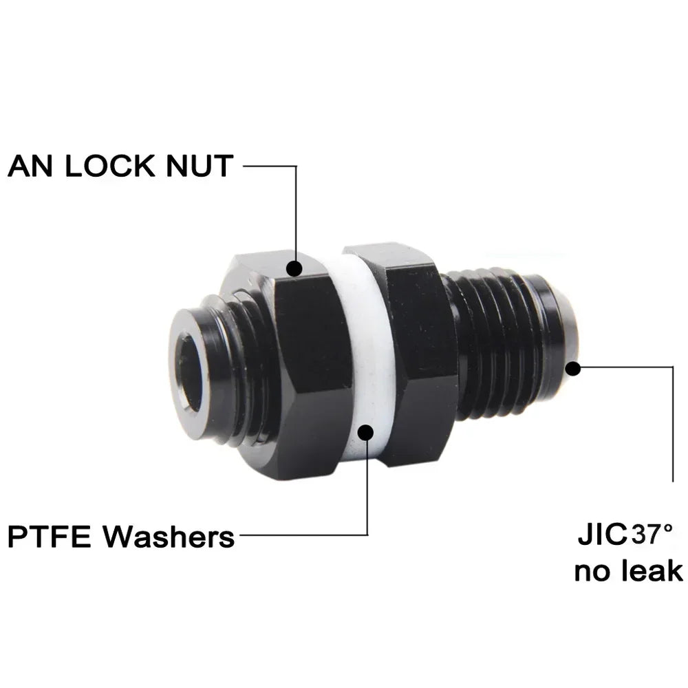 AN6 AN8 AN10 AN12 Fuel Cell Bulkhead  Fitting  Accessories Black Fuel Cell Bulkhead Fitting CAI-JT13