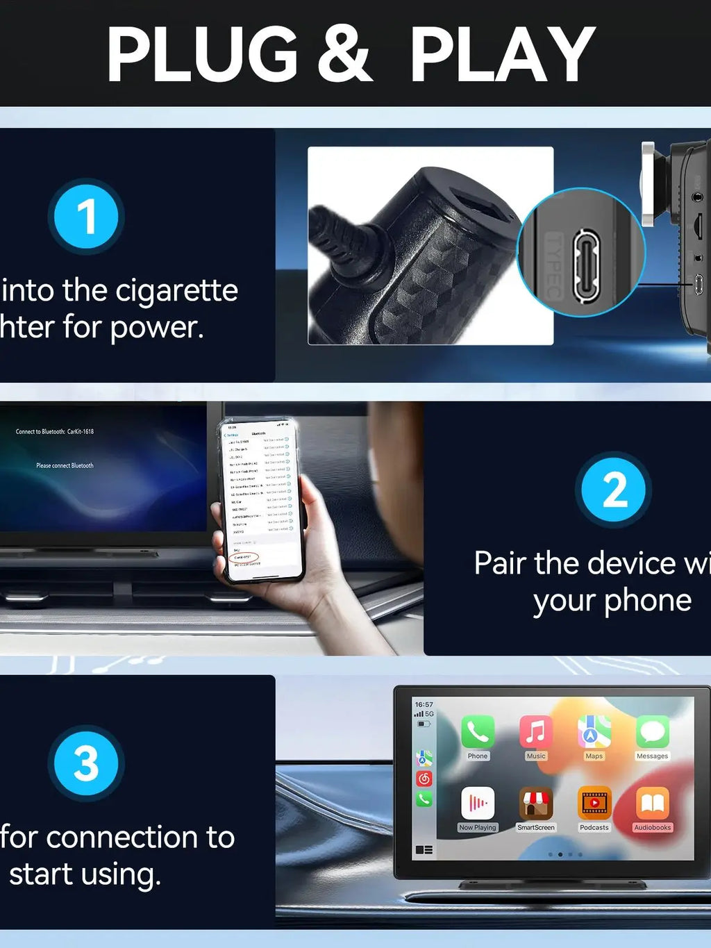 Carplay skjerm stor