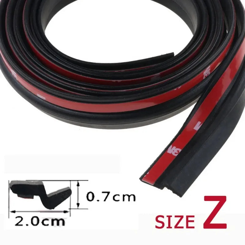 P Z D Shape Type 1/5 Meters Car Door Seal Strip EPDM Rubber Noise Insulation Anti-Dust Soundproof Car Seal Strong Adhensive