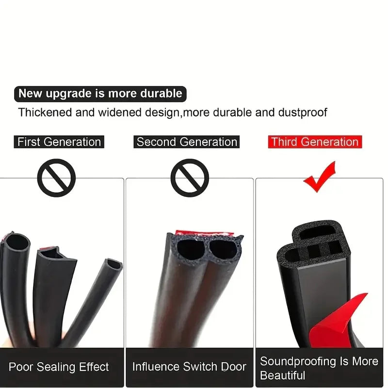 Car Door Seal Strip Rubber Double Layer Sealing Protector Soundproof Waterproof Weather Strips for Car Door Hood Trunk