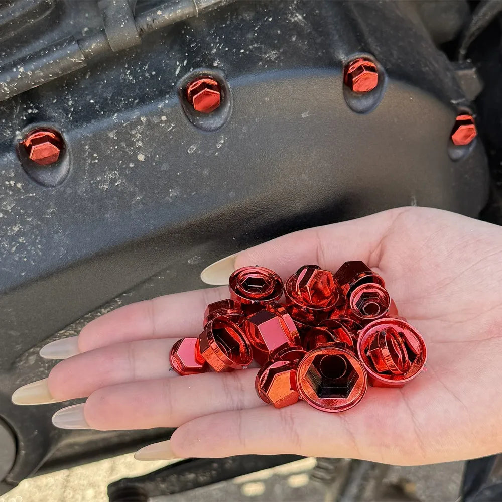 30pcs Motorcycle Engine Screw Cap Bolt Topper Cover Trim Set Universal for Honda Suzuki Kawasaki Moto Replaceable Accessories