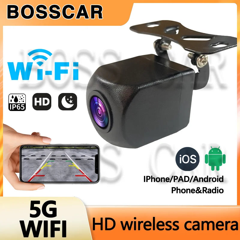 AHD Wireless Car Rear View Camera Night vision front-facing camera supporting 5G network, Bluetooth, and Wi-Fi connectivity