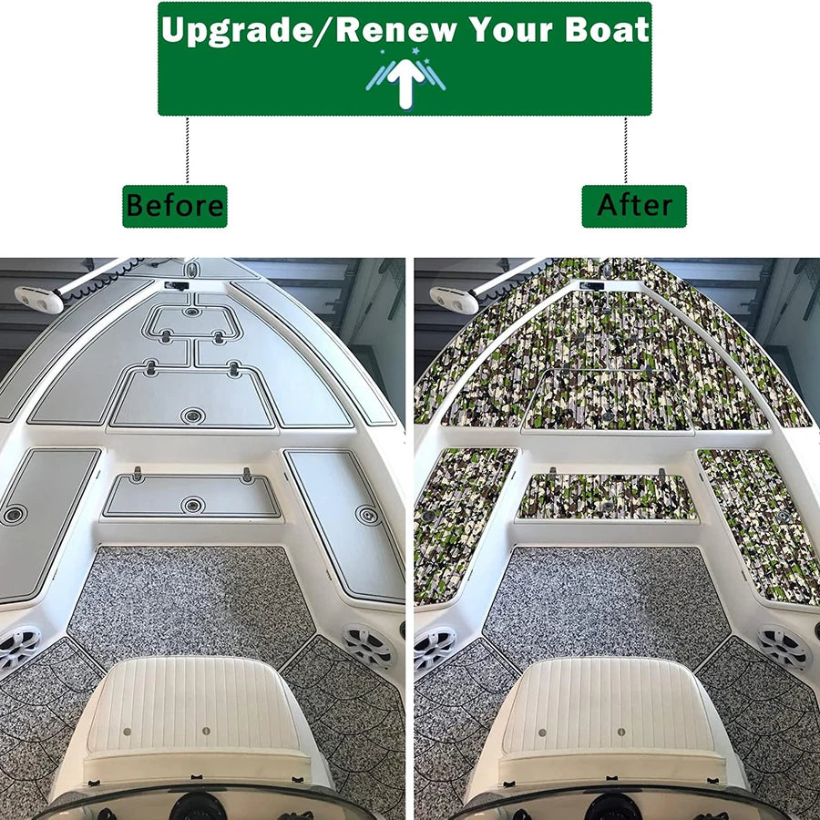 240*45cm Camo Boat Flooring EVA Foam Decking Faux Teak Marine Carpet Self-Adhesive Deck Mat Rolls Sheet MotorBoats Yacht Black