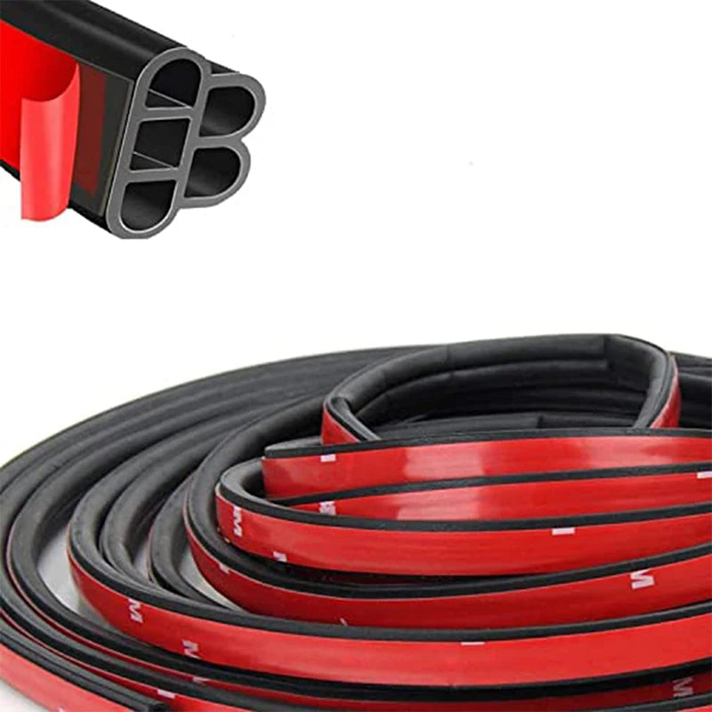 Car Edge Rubber Waterproof Seal Double-Layer 5-Hole Universal Self-Adhesive Auto Door Sound Insulation Noise Reduction Strip