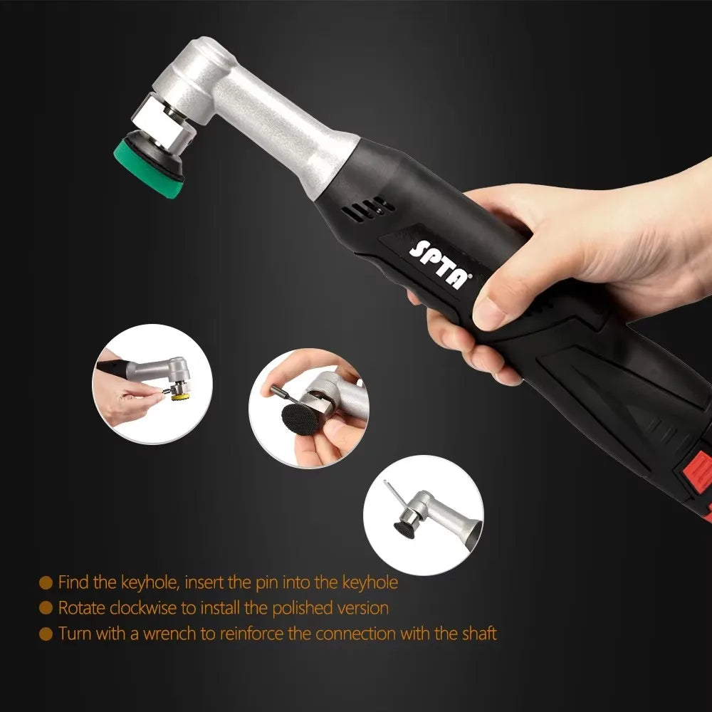 SPTA LD101 Cordless Mini Car Polisher,12V Micro Cordless Scratches Killer RO/DA Mini Car Polisher for Polishing and Cleaning