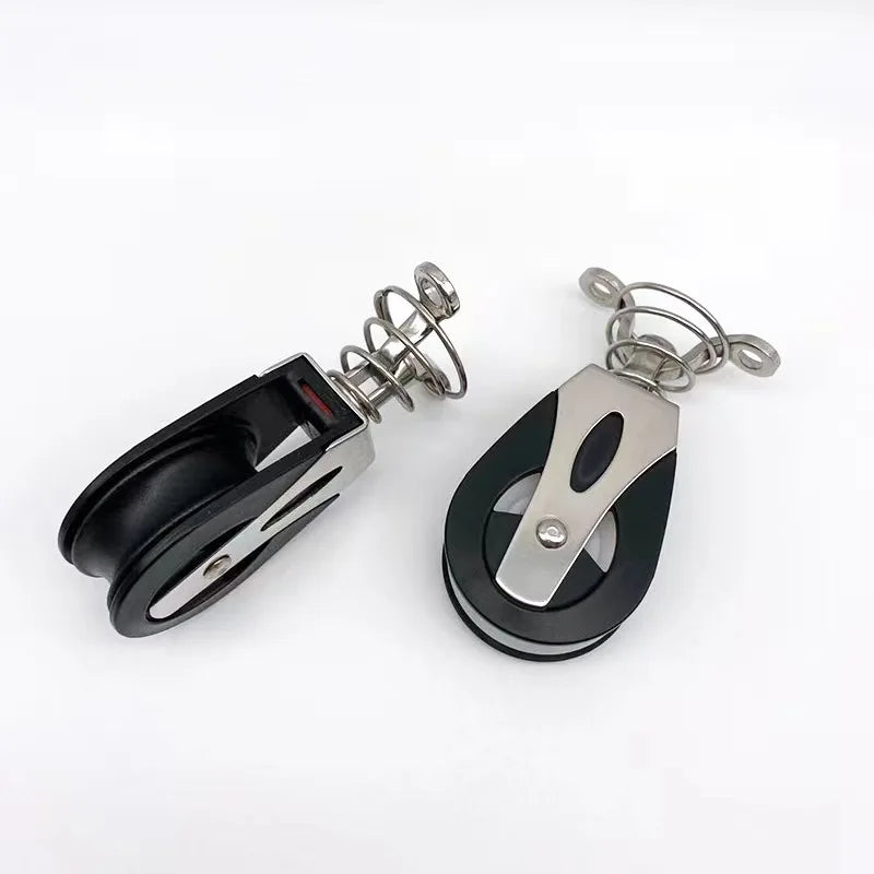 Universal 316 Steel 1500Lbs Load Head Single Pulley Nylon Sailboat Plain Bearing Sheave Block Marine Rope Runner Boat Accessory