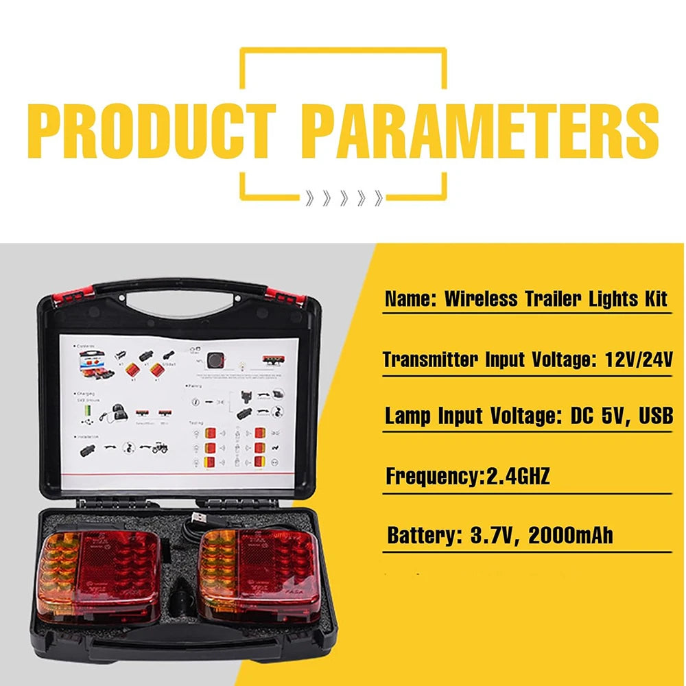 Magnetic Wireless LED Trailer Rear Taillight Signal Warning Brake Lamp Truck Tail Light For Caravan RV Camper Lorry Truck