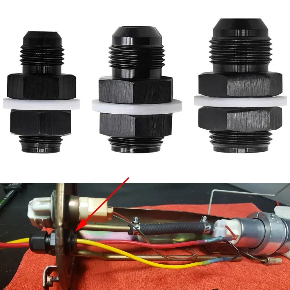 AN6 AN8 AN10 AN12 Fuel Cell Bulkhead  Fitting  Accessories Black Fuel Cell Bulkhead Fitting CAI-JT13