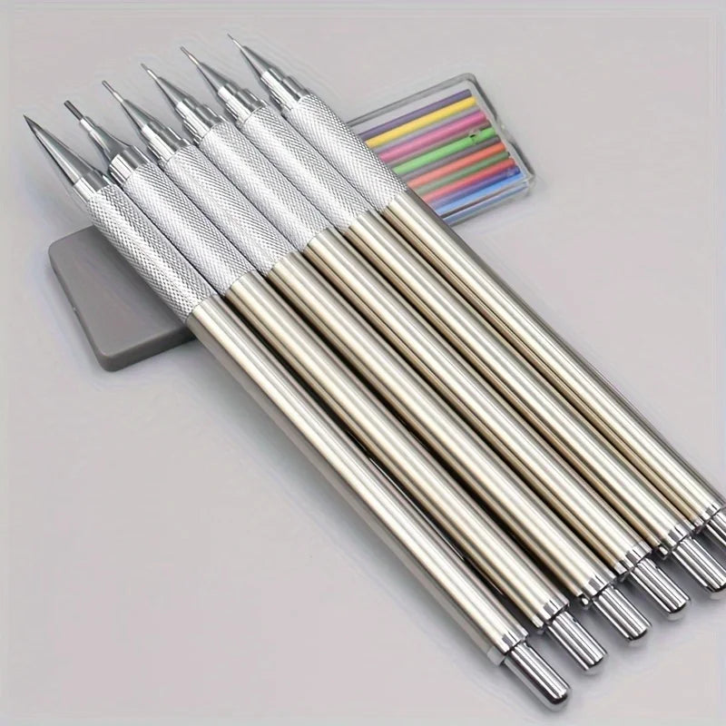 All Metal Mechanical Pencils 0.3, 0.5, 0.7, 0.9, 1.3 2.0Mm Lead Refills  Art, Writing, Sketching Retractable Design