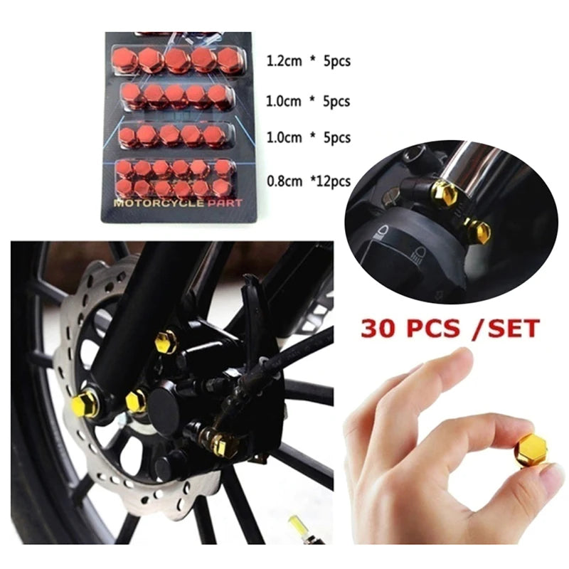 30pcs Motorcycle Modified Parts Head color chrome plated Screw Cover Decor Screw Cap Parts