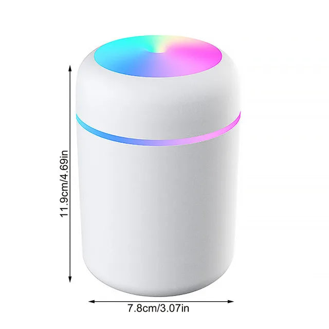 Multi-Function Car-Mounted Ultrasonic Humidifier with RGB Ambient Lighting and 300ml Aromatherapy Diffuser for Compact Spaces