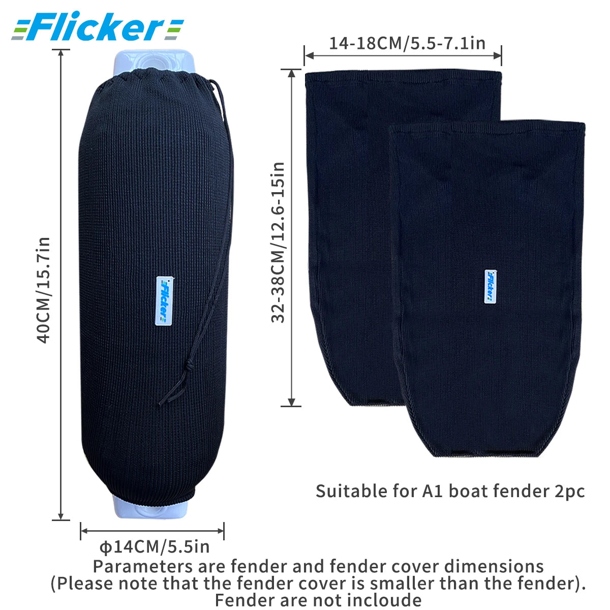 Boat Fender Covers Set (2/4 Pack), Marine Fender Socks, Heavy-Duty Polyester Knit, Tightenable Drawstring, Protect Hull from Scr