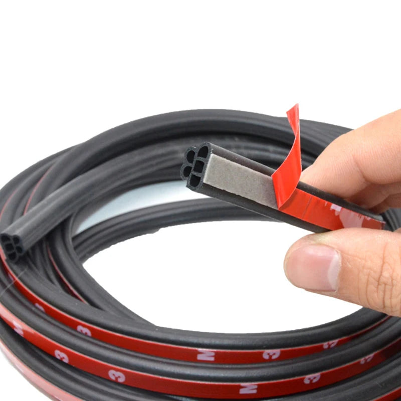 Car Edge Rubber Waterproof Seal Double-Layer 5-Hole Universal Self-Adhesive Auto Door Sound Insulation Noise Reduction Strip