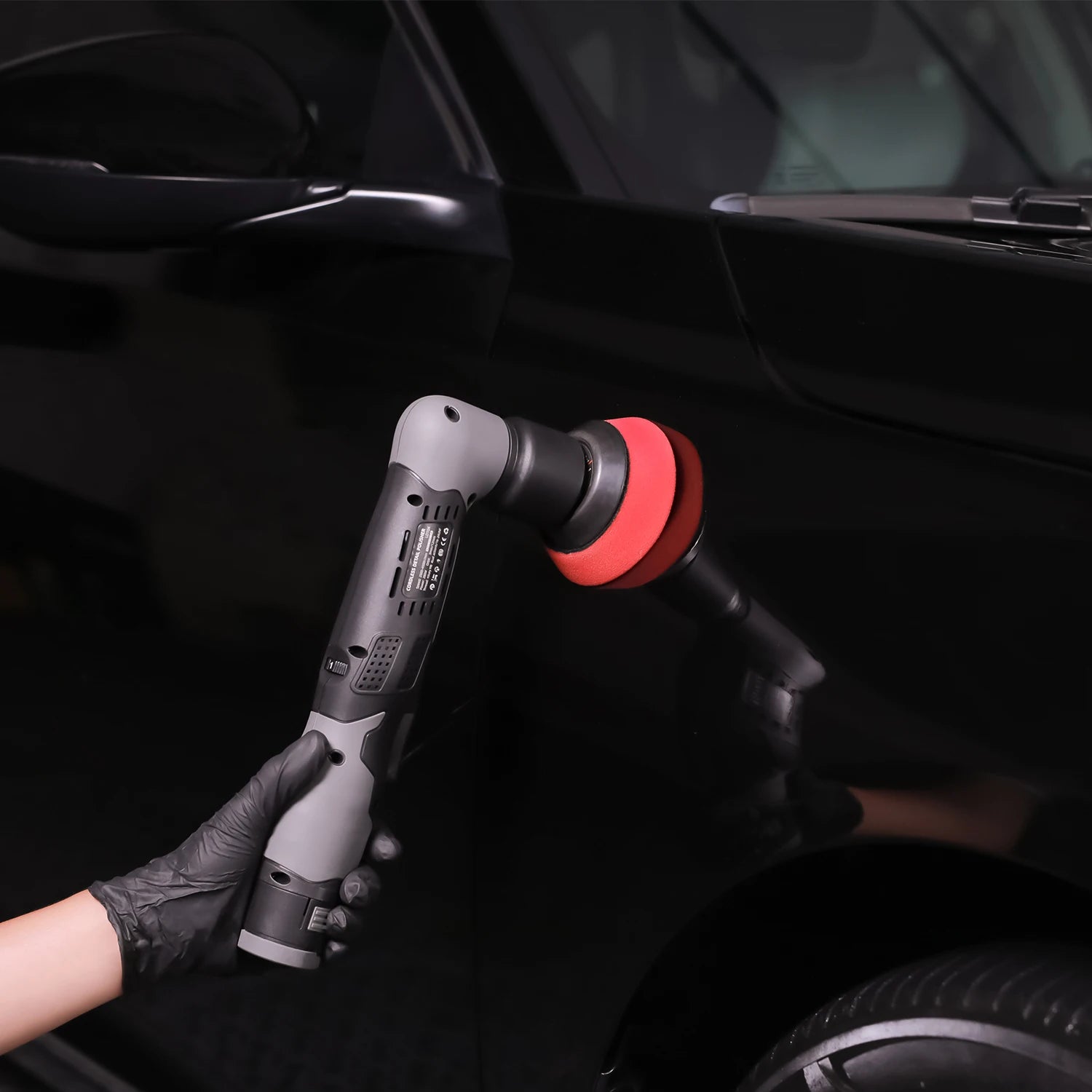 SPTA Mini Cordless Polisher for Car Detailing 2x2.0Ah Batteries Dual Action Rotary Buffer Auto Machine Set with Polishing Pads